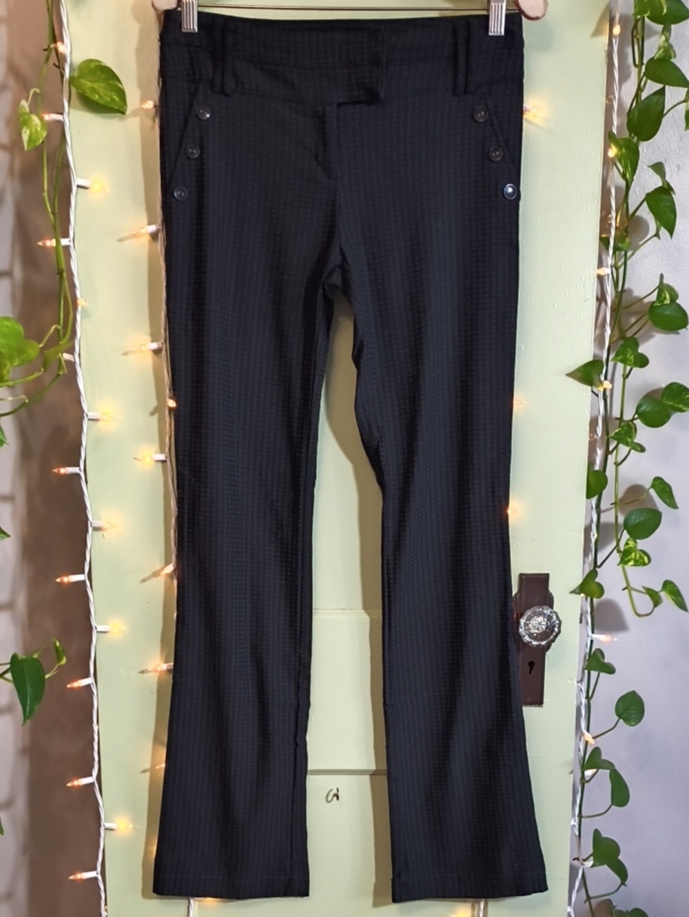 Women's Joe B Joe Benbasset Black on Black Gingham Fitted Bootcut Slack Trouser